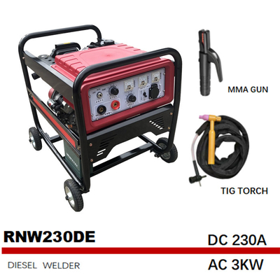 セリウムは230Aガソリン アークGENの溶接工DC 1.6kwの小さいタンクRNW230DEを承認した